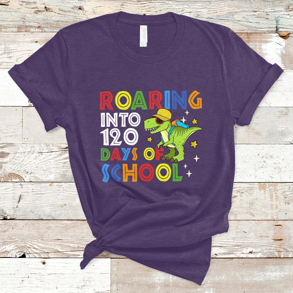 dinosaur-roaring-into-120-days-of-school-kids-boys-girls-120-days-smarter-t-shirt-ts02