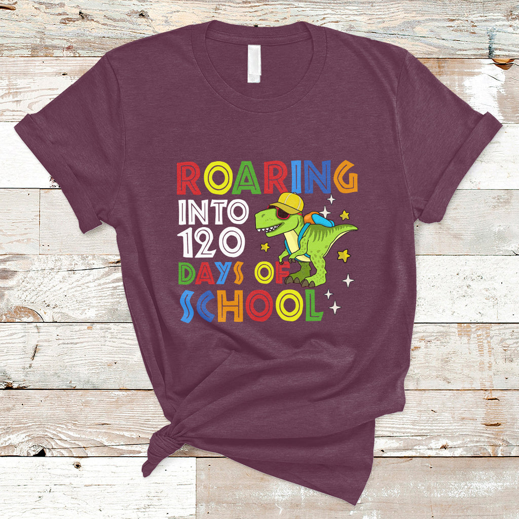 dinosaur-roaring-into-120-days-of-school-kids-boys-girls-120-days-smarter-t-shirt-ts02
