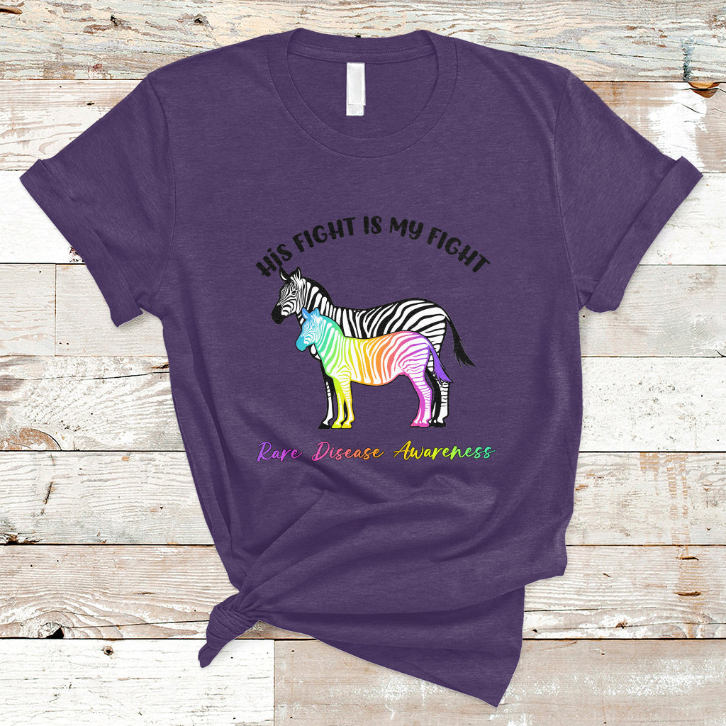 his-fight-is-my-fight-rare-disease-awareness-support-rare-warrior-rainbow-zebra-t-shirt-ts02