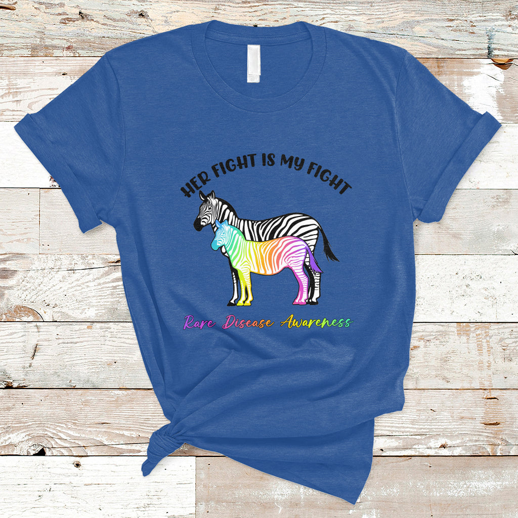 her-fight-is-my-fight-rare-disease-awareness-support-rare-warrior-rainbow-zebra-t-shirt-ts02