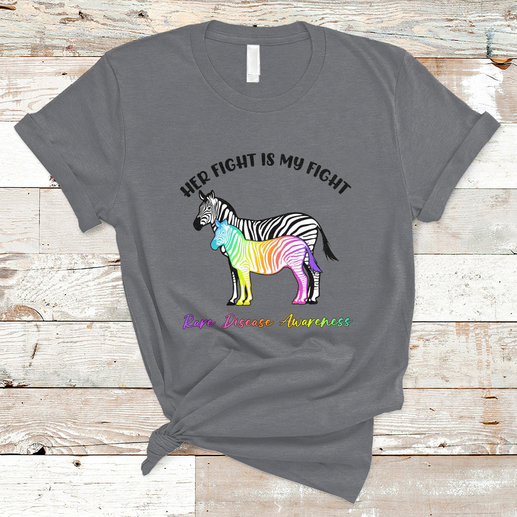 her-fight-is-my-fight-rare-disease-awareness-support-rare-warrior-rainbow-zebra-t-shirt-ts02