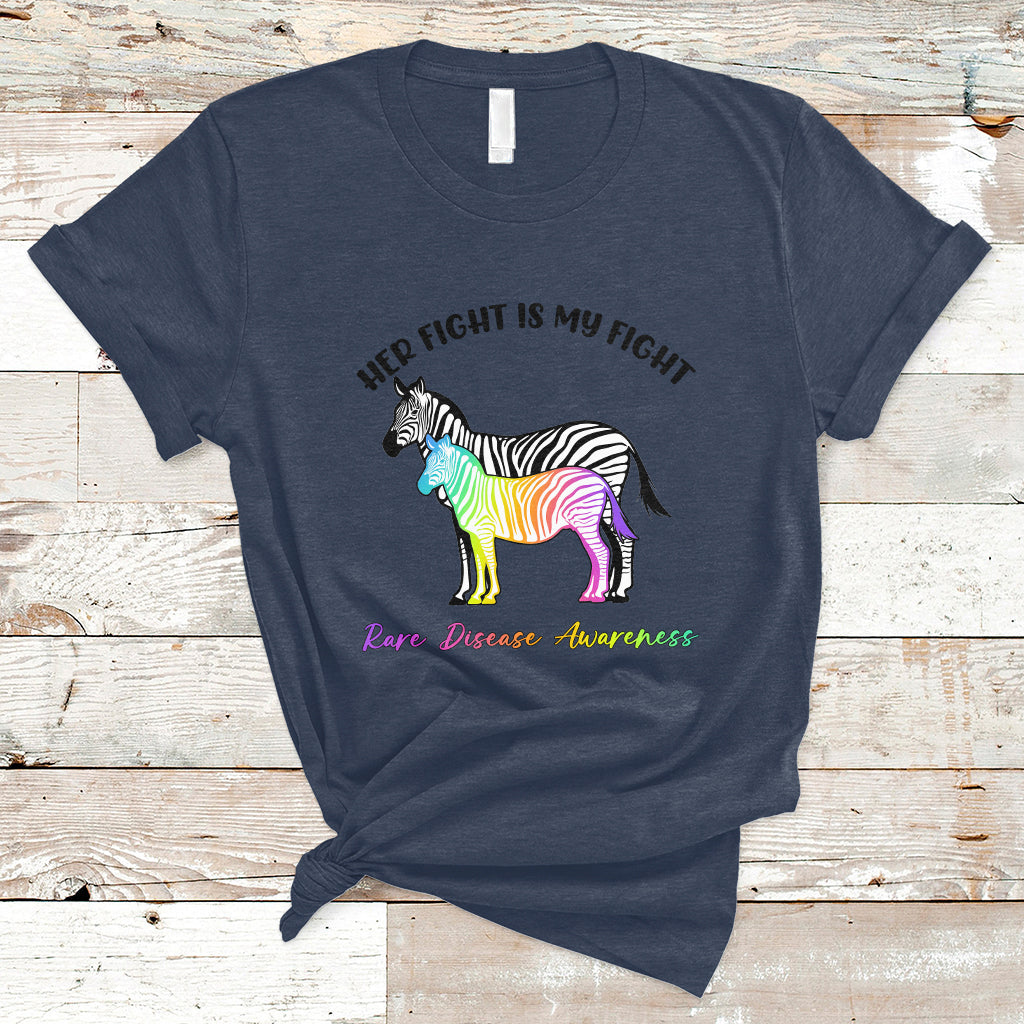 her-fight-is-my-fight-rare-disease-awareness-support-rare-warrior-rainbow-zebra-t-shirt-ts02
