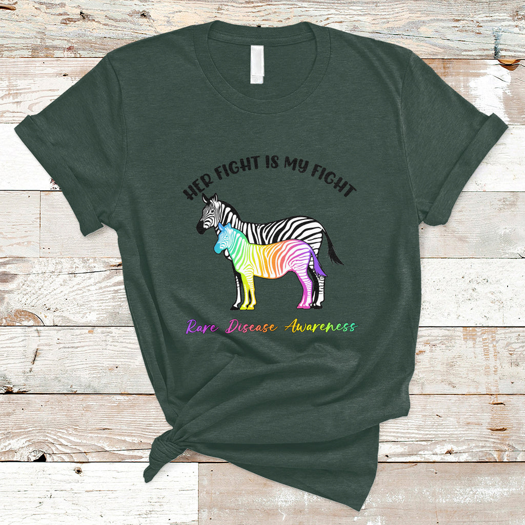 her-fight-is-my-fight-rare-disease-awareness-support-rare-warrior-rainbow-zebra-t-shirt-ts02