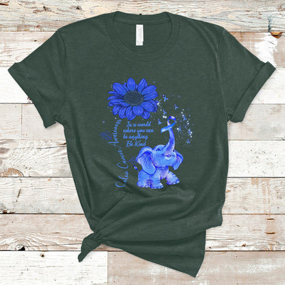 colon-cancer-awareness-crc-sunflower-elephant-blue-ribbon-be-kind-t-shirt-ts02