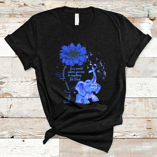 colon-cancer-awareness-crc-sunflower-elephant-blue-ribbon-be-kind-t-shirt-ts02