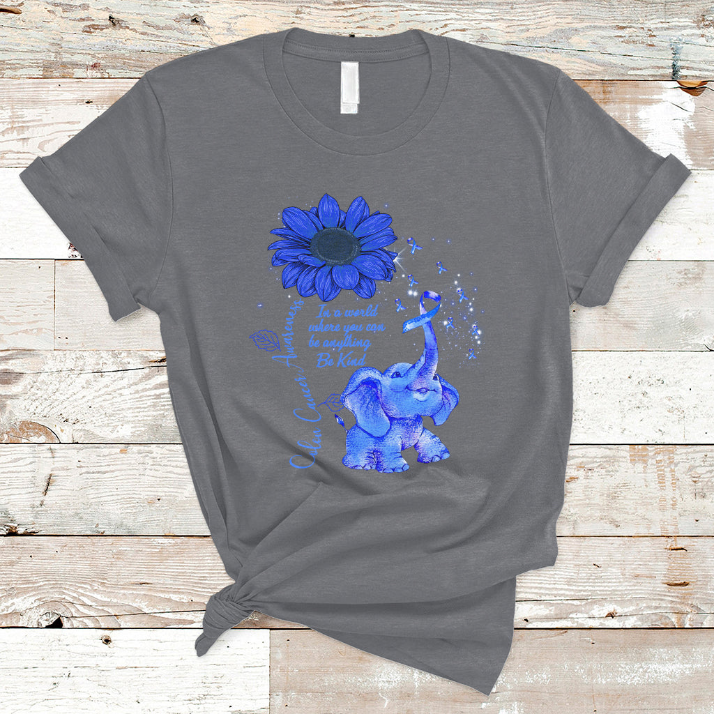 colon-cancer-awareness-crc-sunflower-elephant-blue-ribbon-be-kind-t-shirt-ts02