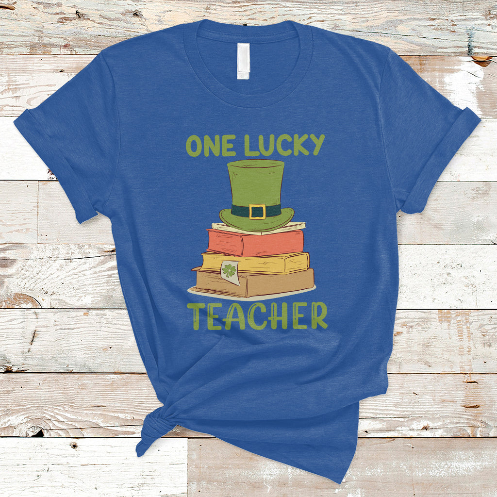 one-lucky-teacher-st-patricks-day-lepreachaun-shamrock-books-t-shirt-ts02