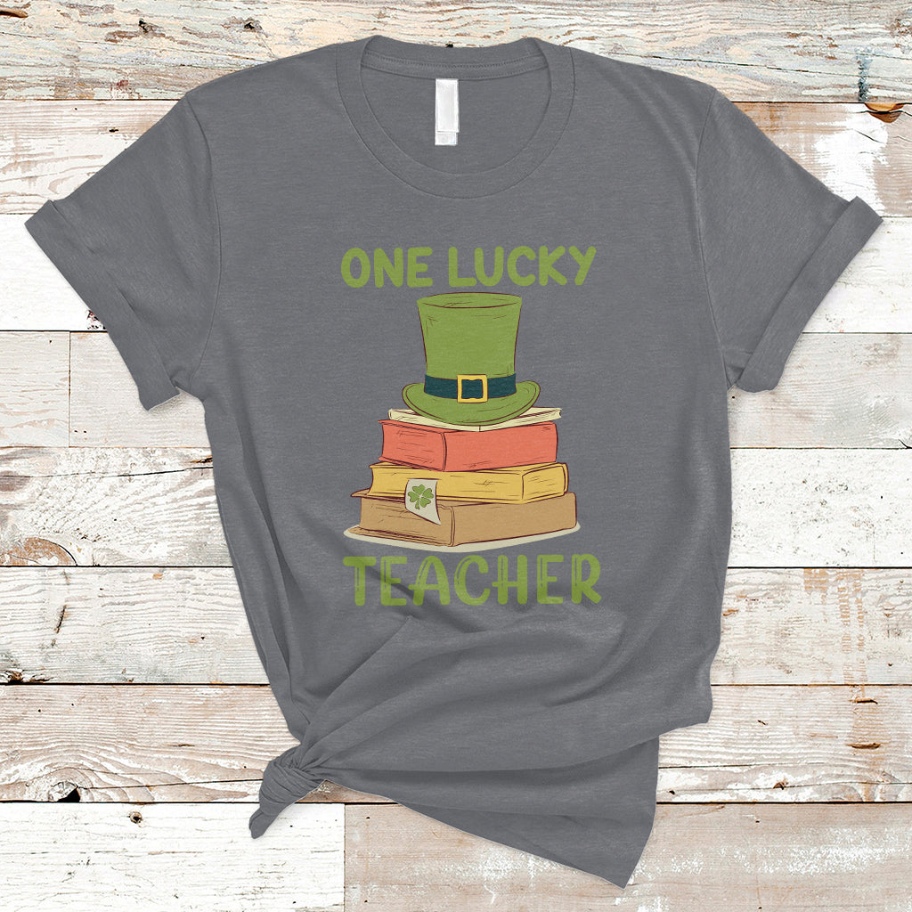 one-lucky-teacher-st-patricks-day-lepreachaun-shamrock-books-t-shirt-ts02