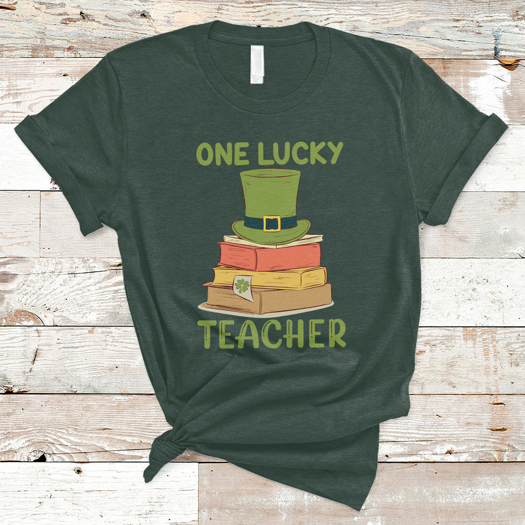one-lucky-teacher-st-patricks-day-lepreachaun-shamrock-books-t-shirt-ts02