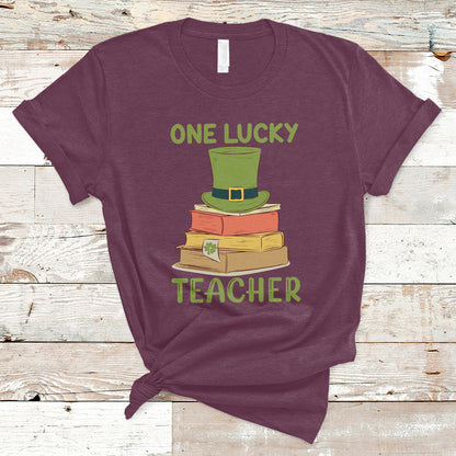 one-lucky-teacher-st-patricks-day-lepreachaun-shamrock-books-t-shirt-ts02