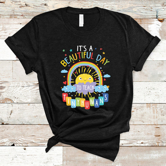 groovy-its-a-good-day-to-teach-tiny-humans-to-teacher-rainbow-t-shirt-ts02