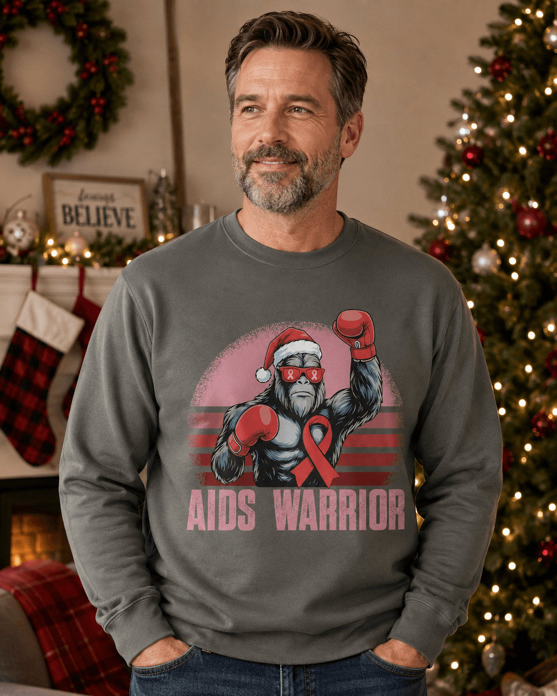 Christmas_Santa_Bigfoot_HIV_Support_Sweatshirt_Retro_Vintage_Style_Gift