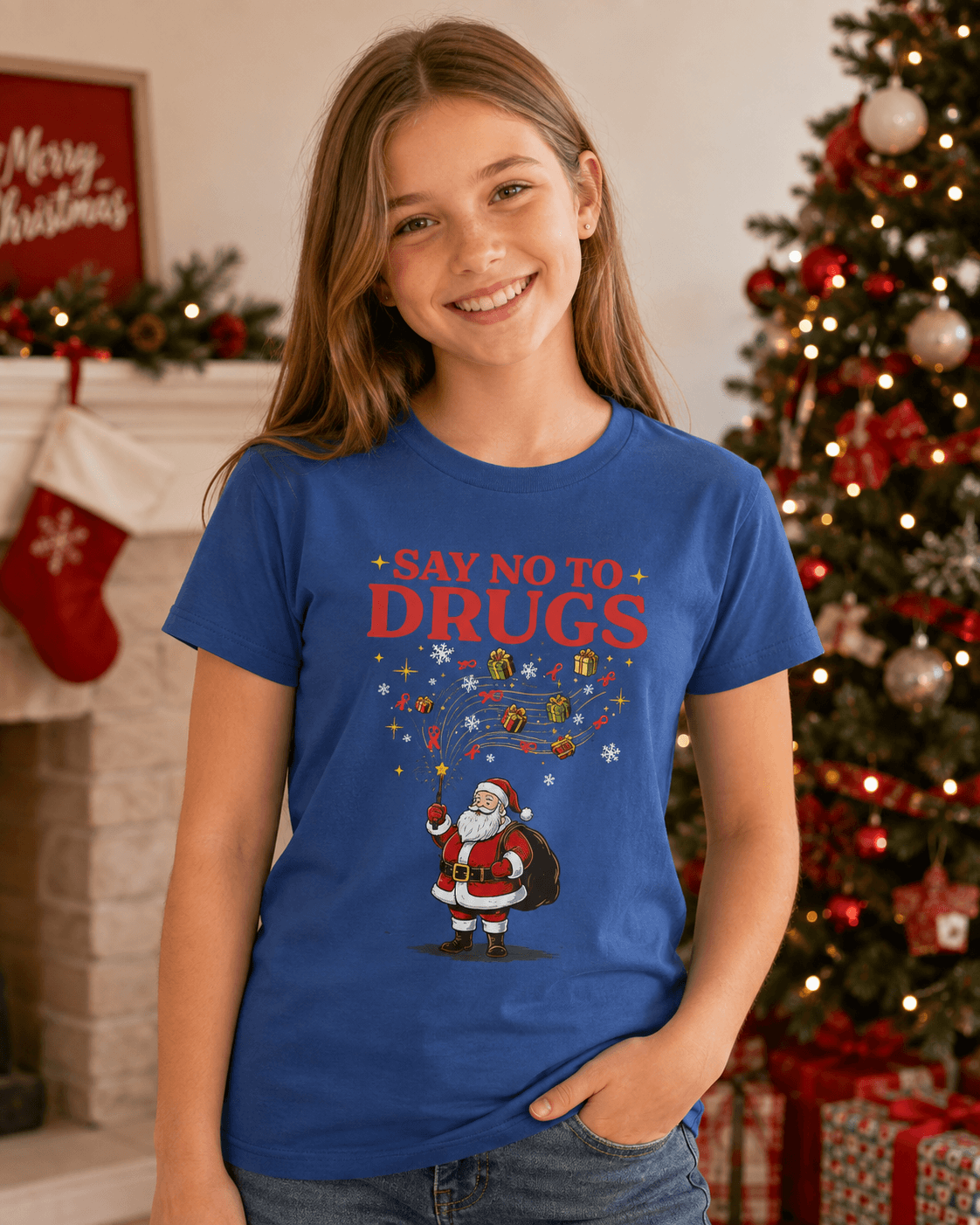 Santa_Christmas_T_Shirt_For_Kid_AIDS_Red_Ribbon_HIV_Support_1