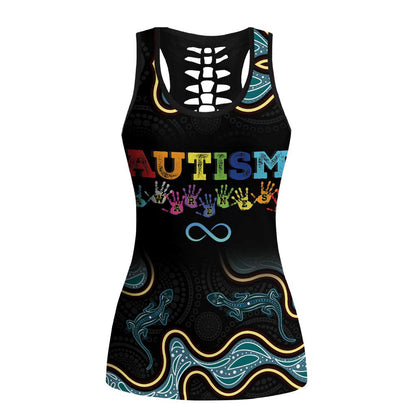 Australia Autism Support Aboriginal Lizard Hollow Tank Top