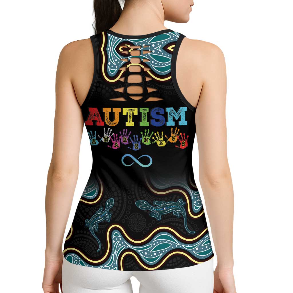 Australia Autism Support Aboriginal Lizard Hollow Tank Top