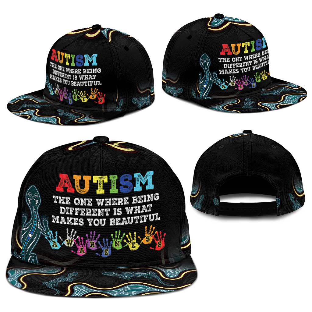 Australia Autism Support Aboriginal Lizard Snapback Cap