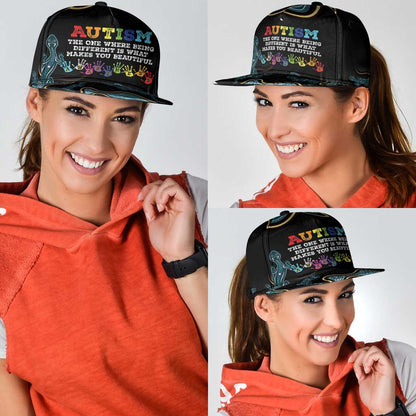 Australia Autism Support Aboriginal Lizard Snapback Cap