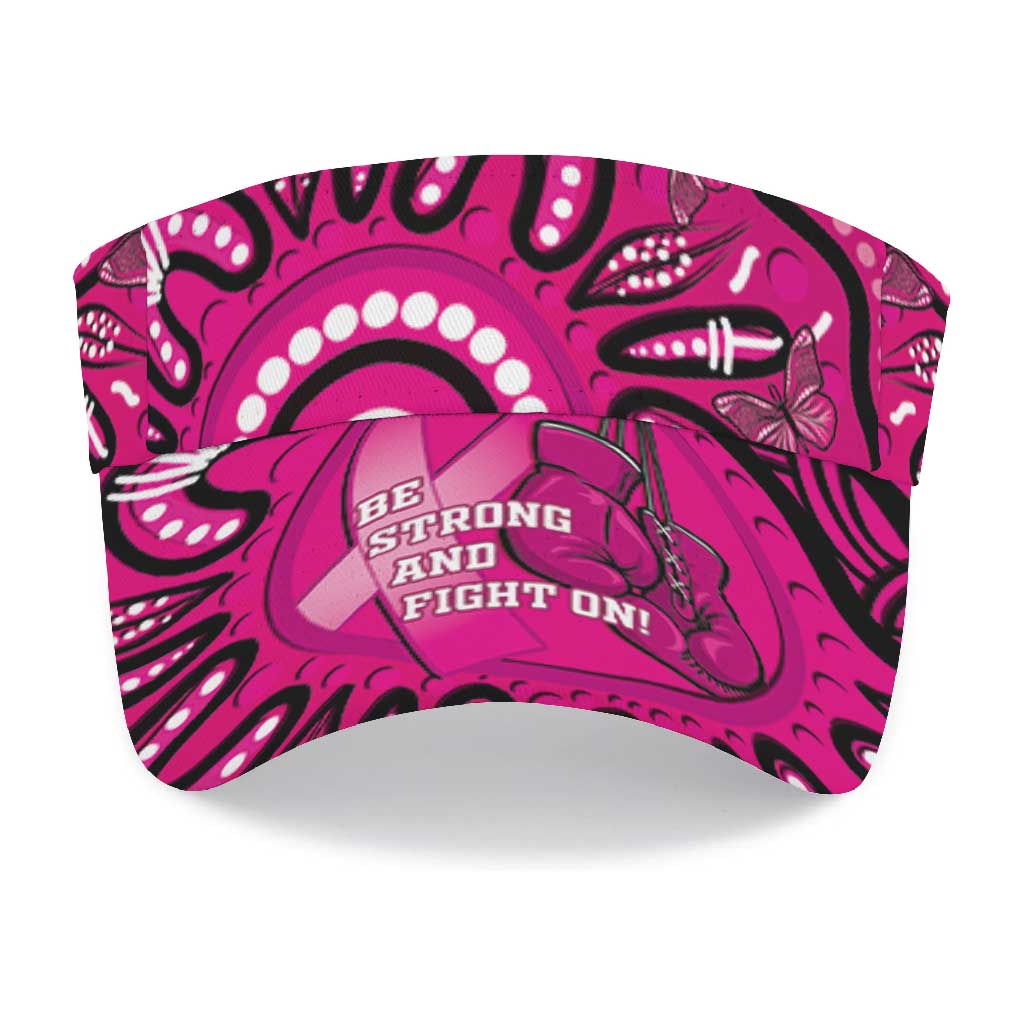 Australia Breast Cancer Sun Visor Cap Pink Boxing Ribbon Be Strong And Fight On