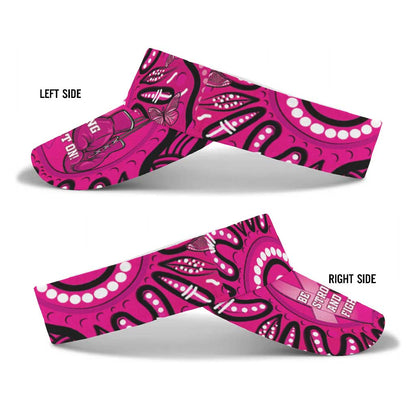 Australia Breast Cancer Sun Visor Cap Pink Boxing Ribbon Be Strong And Fight On