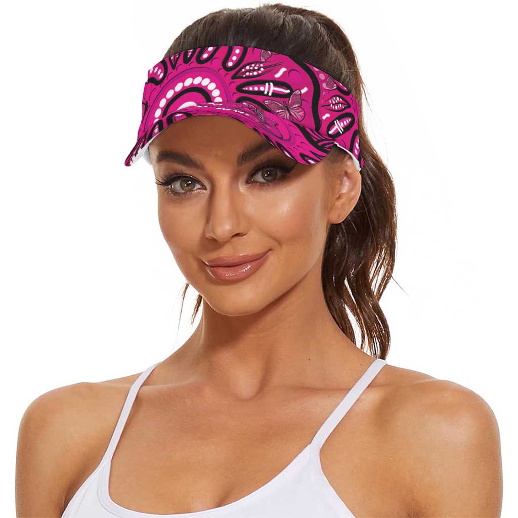 Australia Breast Cancer Sun Visor Cap Pink Boxing Ribbon Be Strong And Fight On