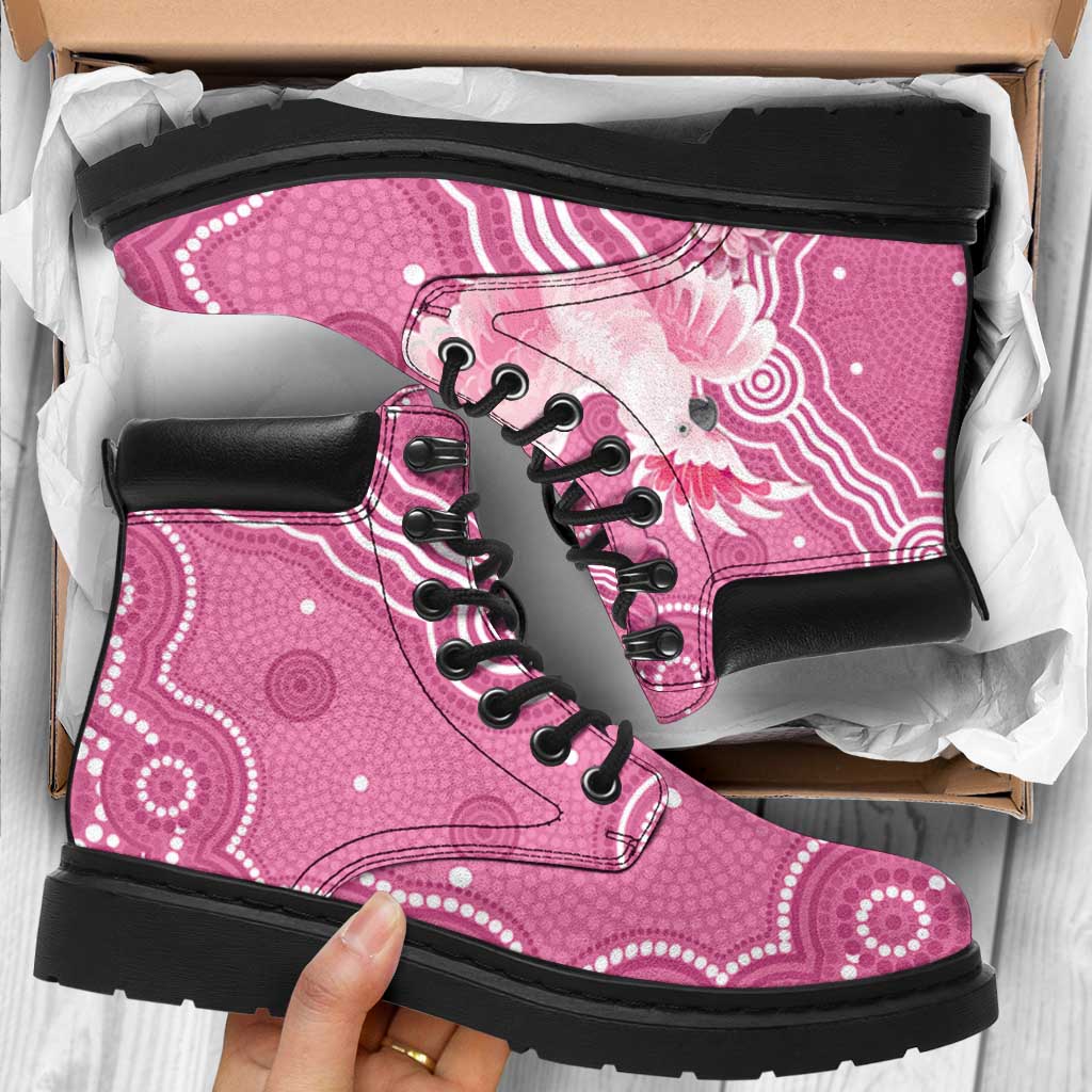 Australia Breast Cancer Support All Season Boots Pink Cockatoo Ribbon Aboriginal Art
