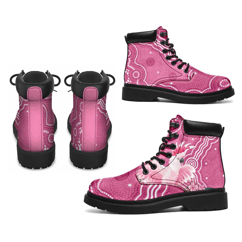 Australia Breast Cancer Support All Season Boots Pink Cockatoo Ribbon Aboriginal Art