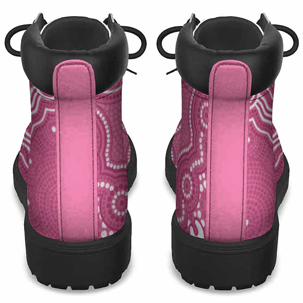 Australia Breast Cancer Support All Season Boots Pink Cockatoo Ribbon Aboriginal Art