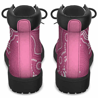 Australia Breast Cancer Support All Season Boots Pink Cockatoo Ribbon Aboriginal Art