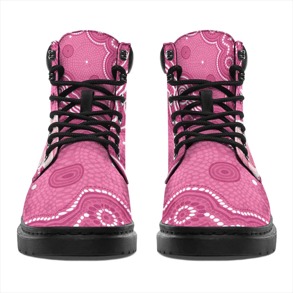 Australia Breast Cancer Support All Season Boots Pink Cockatoo Ribbon Aboriginal Art