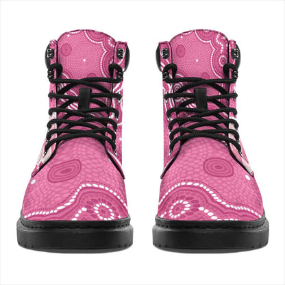 Australia Breast Cancer Support All Season Boots Pink Cockatoo Ribbon Aboriginal Art