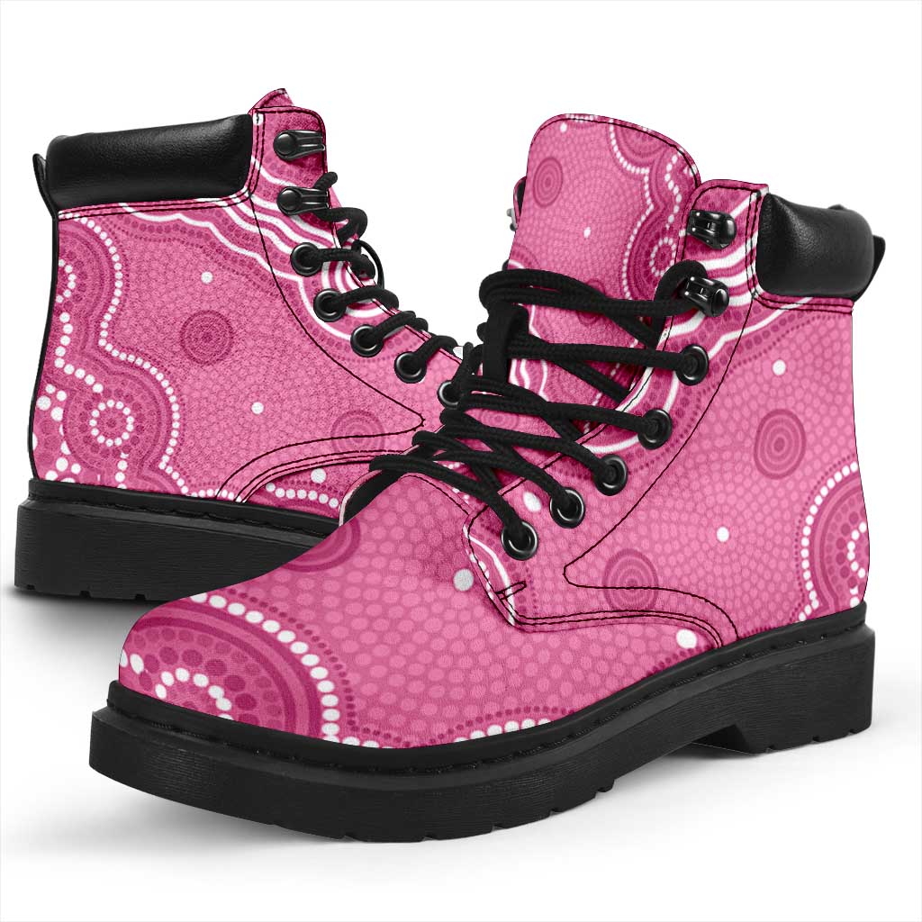 Australia Breast Cancer Support All Season Boots Pink Cockatoo Ribbon Aboriginal Art