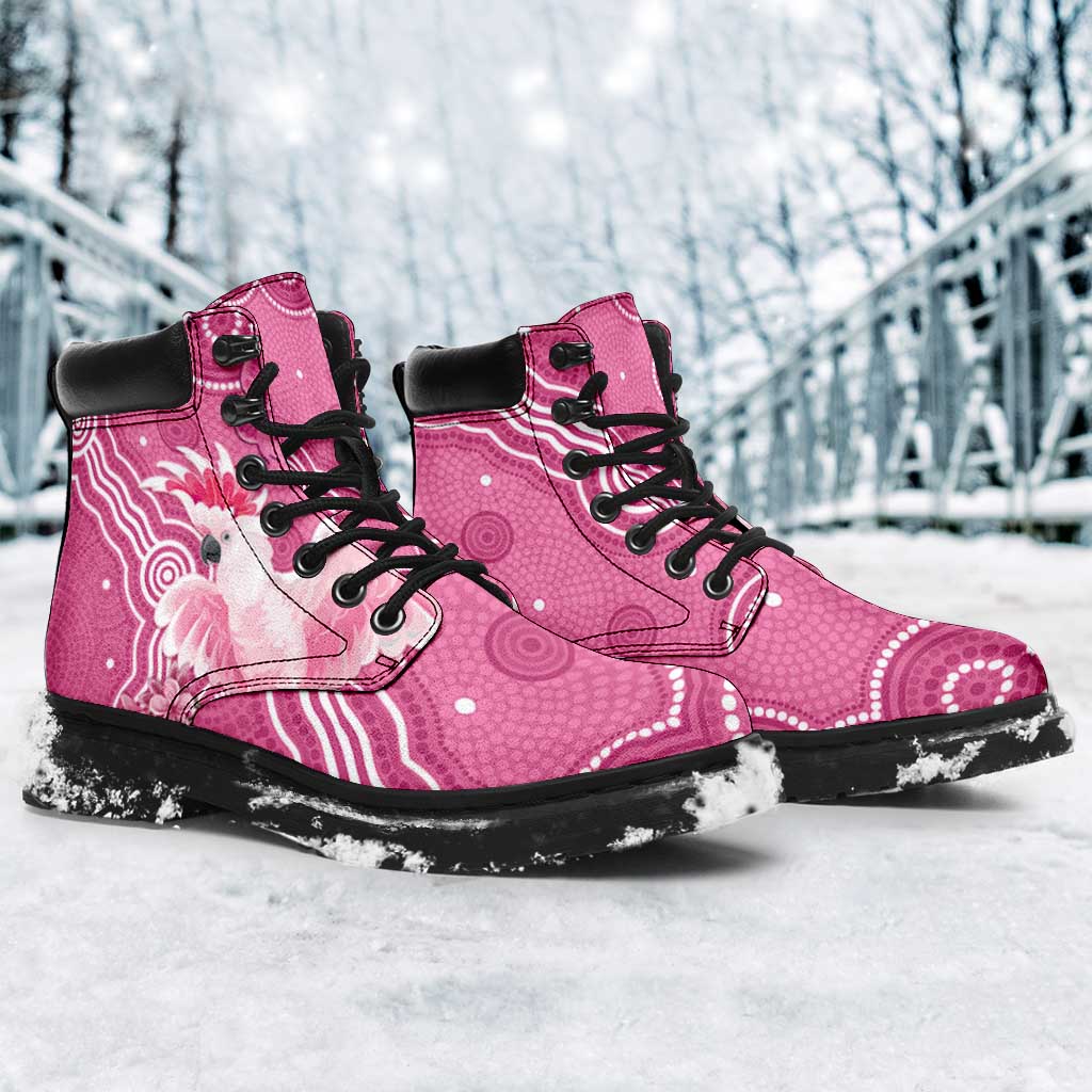Australia Breast Cancer Support All Season Boots Pink Cockatoo Ribbon Aboriginal Art