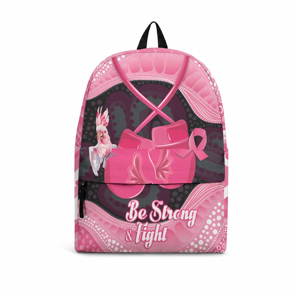 Australia Breast Cancer Support Backpack Pink Cockatoo Fight Boxing Gloves Aboriginal Art