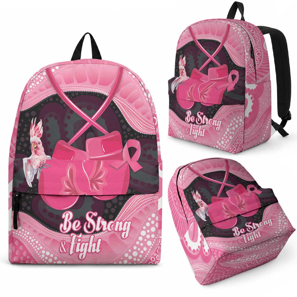 Australia Breast Cancer Support Backpack Pink Cockatoo Fight Boxing Gloves Aboriginal Art