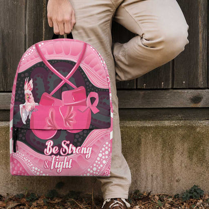 Australia Breast Cancer Support Backpack Pink Cockatoo Fight Boxing Gloves Aboriginal Art
