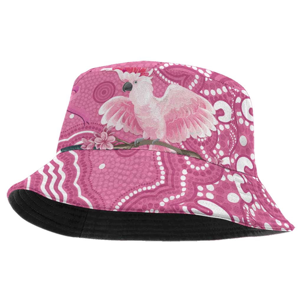 Australia Breast Cancer Support Bucket Hat Pink Cockatoo Ribbon Aboriginal Art