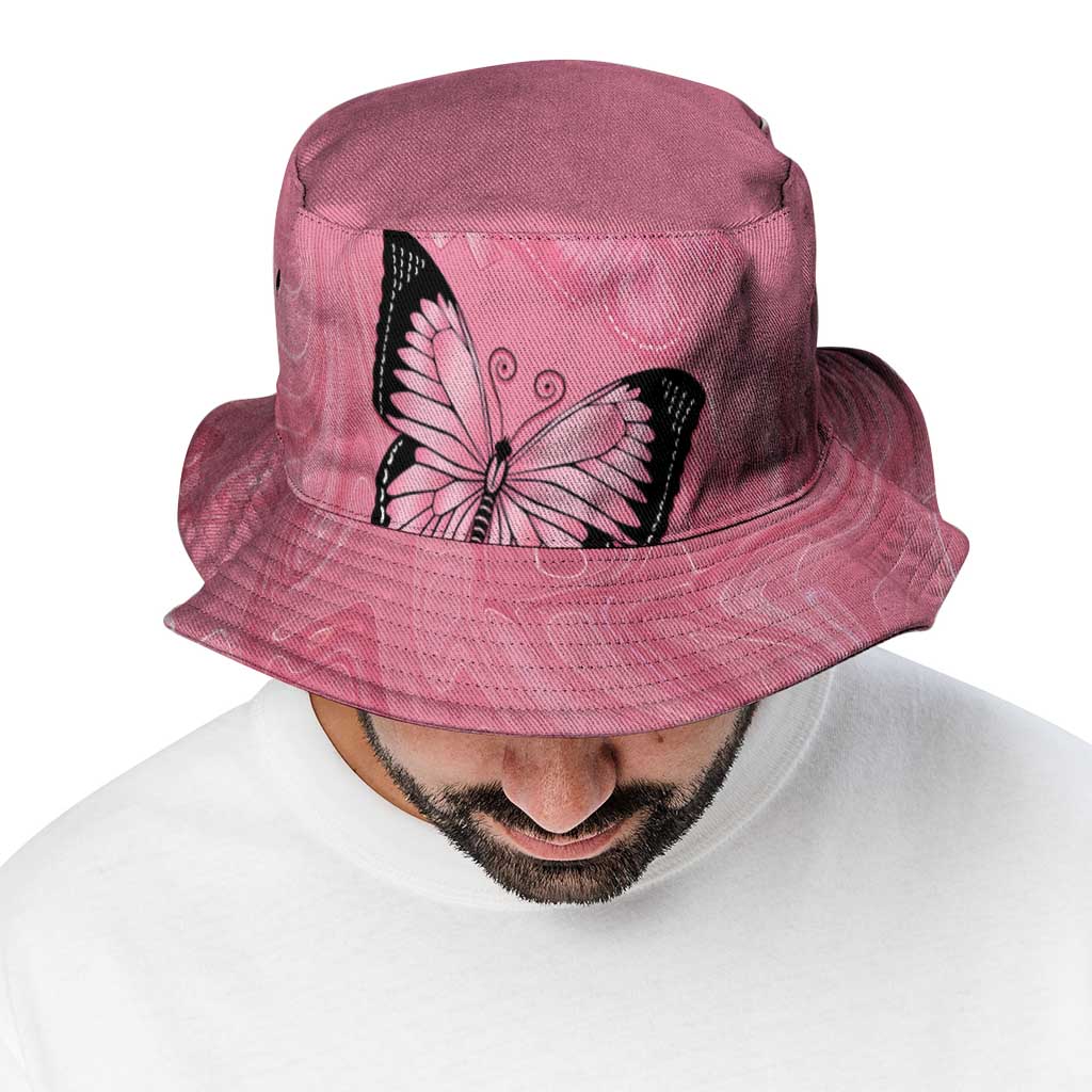Australia Breast Cancer Support Bucket Hat Pink Ribbon Butterfly Opal Pattern