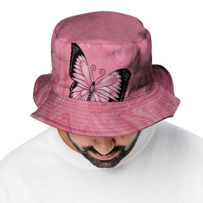 Australia Breast Cancer Support Bucket Hat Pink Ribbon Butterfly Opal Pattern
