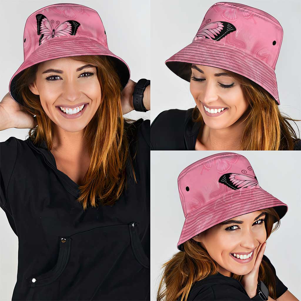 Australia Breast Cancer Support Bucket Hat Pink Ribbon Butterfly Opal Pattern
