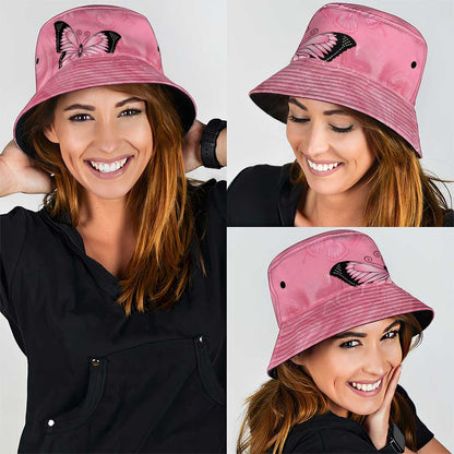 Australia Breast Cancer Support Bucket Hat Pink Ribbon Butterfly Opal Pattern