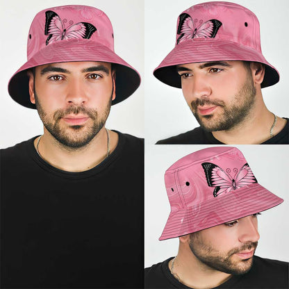 Australia Breast Cancer Support Bucket Hat Pink Ribbon Butterfly Opal Pattern