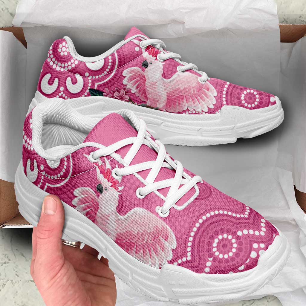 Australia Breast Cancer Support Chunky Sneakers Pink Cockatoo Ribbon Aboriginal Art