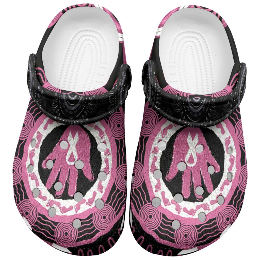 Australia Breast Cancer Support Clogs Shoes Brave Strong Aboriginal Art