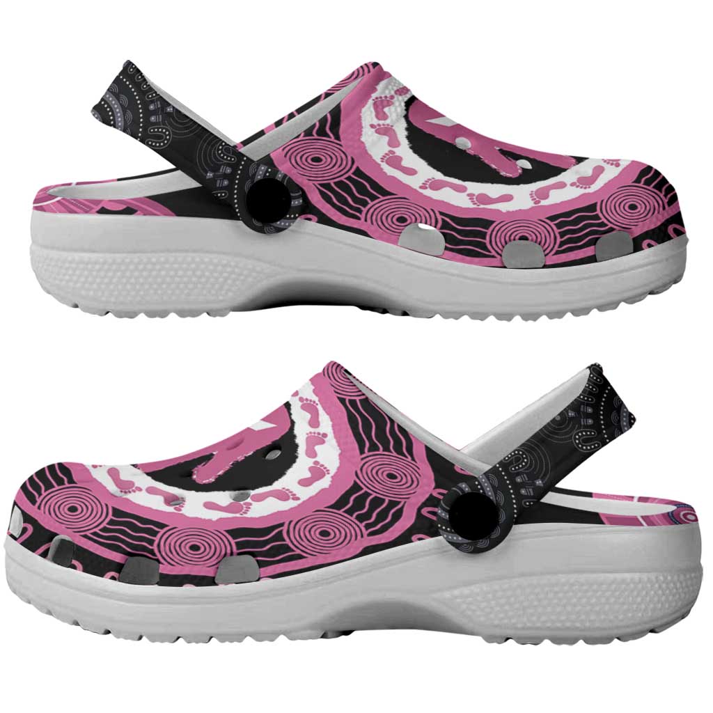 Australia Breast Cancer Support Clogs Shoes Brave Strong Aboriginal Art