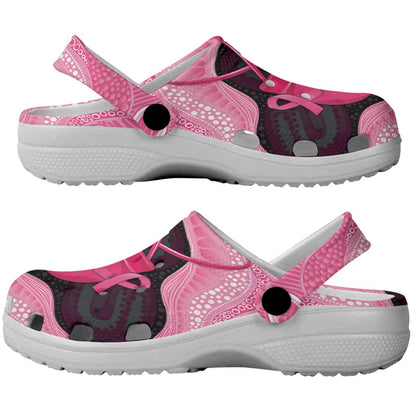 Australia Breast Cancer Support Clogs Shoes Pink Cockatoo Fight Boxing Gloves Aboriginal Art