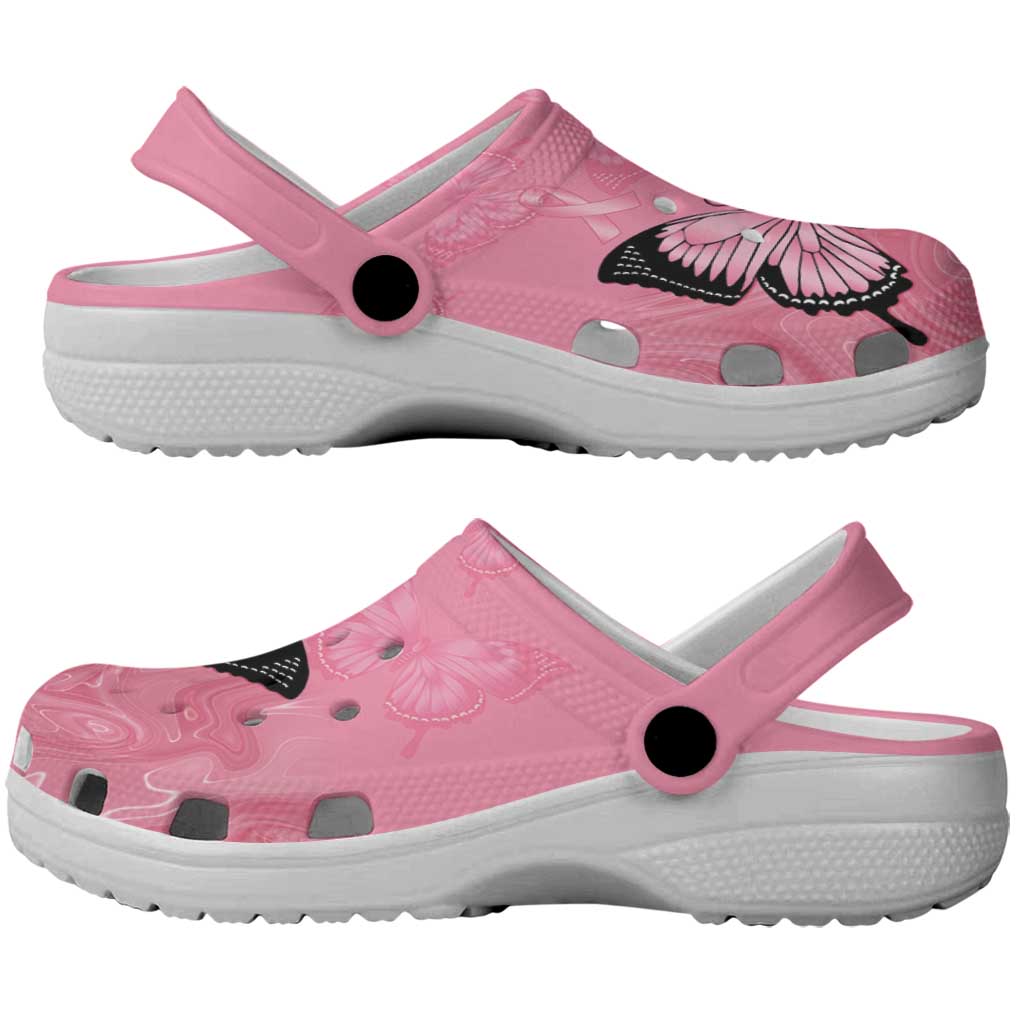 Australia Breast Cancer Support Clogs Shoes Pink Ribbon Butterfly Opal Pattern