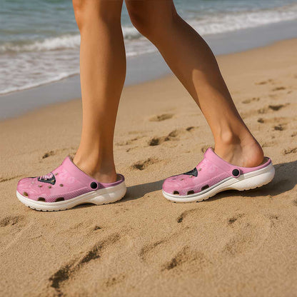 Australia Breast Cancer Support Clogs Shoes Pink Ribbon Butterfly Opal Pattern
