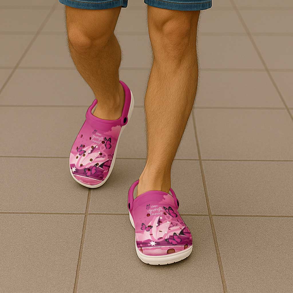 Australia Breast Cancer Support Clogs Shoes Sydney Opera House Butterfly Pink Ribbon