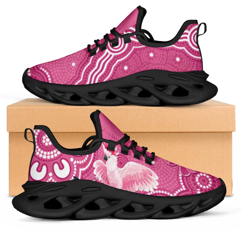 Australia Breast Cancer Support Clunky Sneakers Pink Cockatoo Ribbon Aboriginal Art