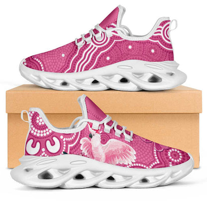 Australia Breast Cancer Support Clunky Sneakers Pink Cockatoo Ribbon Aboriginal Art